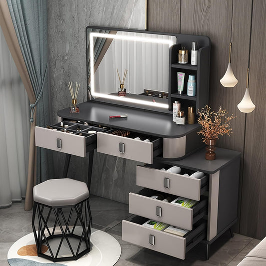 Retractable Dressing Table with LED Light
