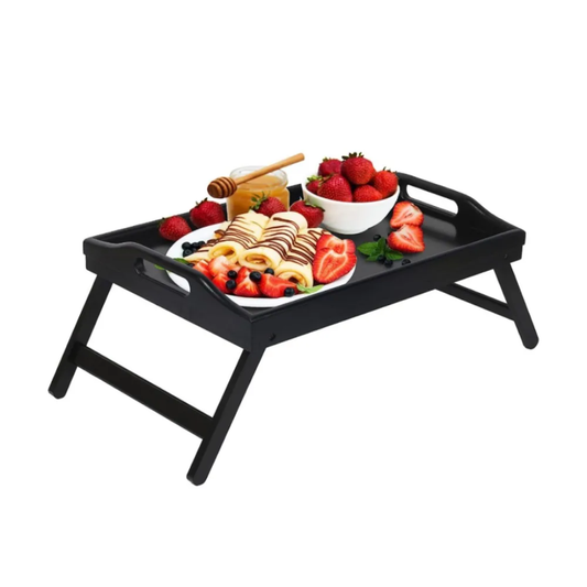 Breakfast in bed foldable bamboo tray