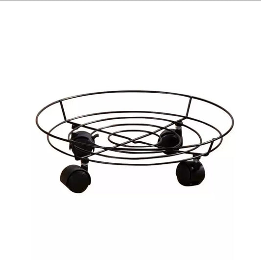 Heavy duty metallic gas cylinder planter movable trolley with wheels