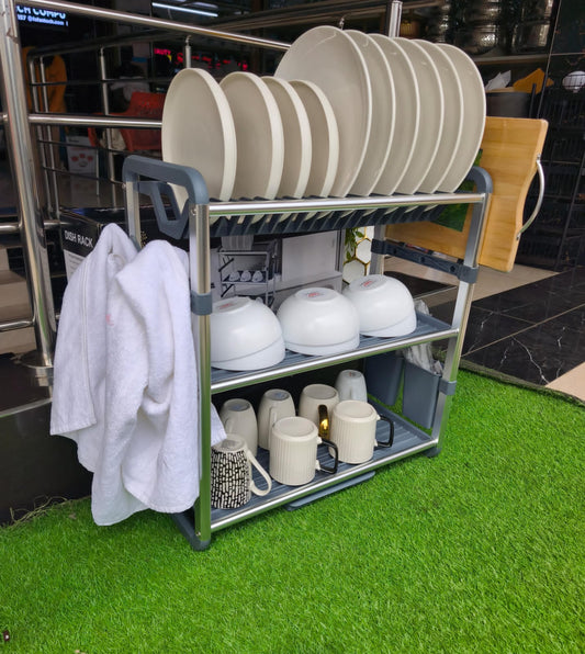 3-Tier Stainless Steel Dish Rack with Cutlery Holder