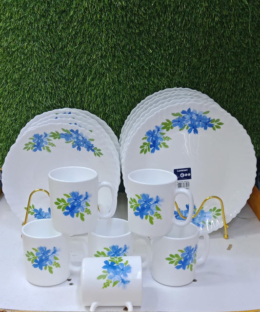 18 pc dinner set flower blue