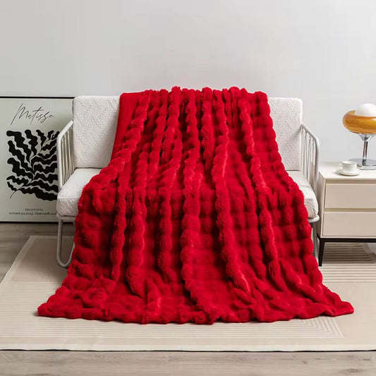 Christmas Red Soft Bubble Winter Throw Blanket 180*200cm (6*6)