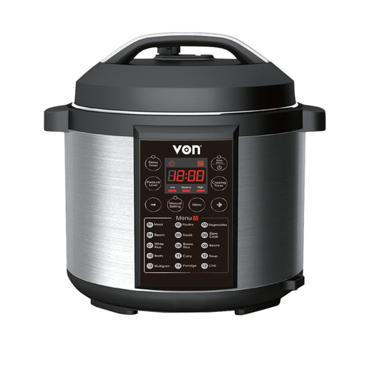 VON VSCP60MMX 6L Pressure Cooker | 1000W 15-in-1 Multi-Function Electric Cooker with Timer & Safety Guards