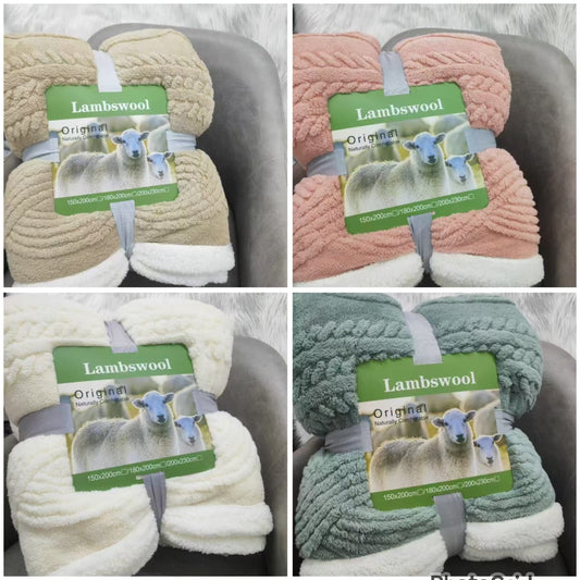 Lambswool Double Sided Throw Blanket