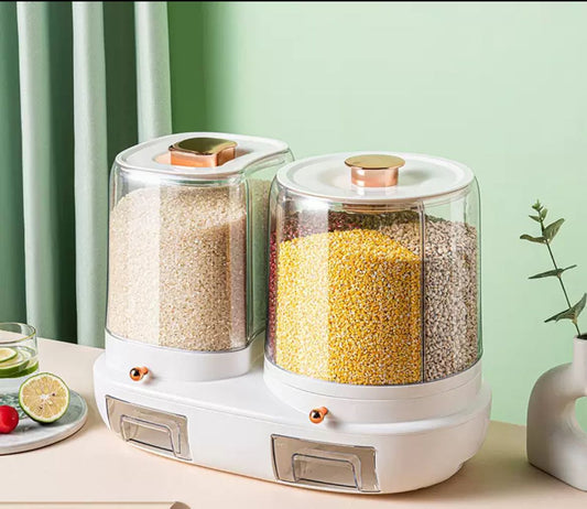 Rotatable grain storage box with compartments | - Elegant Households KE