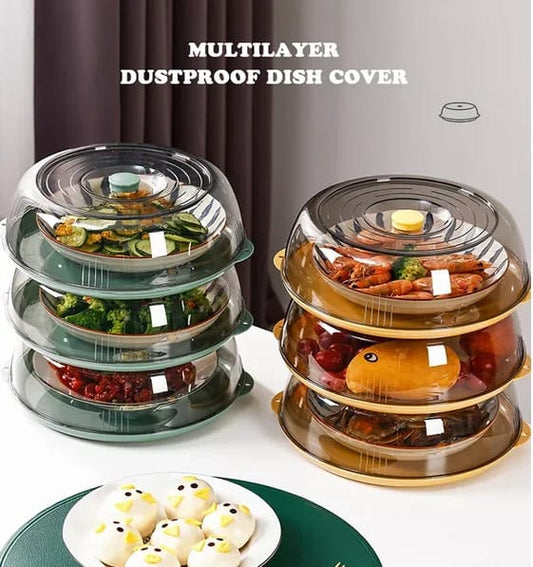 Round Acrylic Clear Food cover with base dish Microwavable | - Elegant Households KE