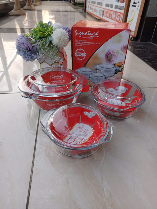Round Casserole set with Glass Lid | - Elegant Households KE