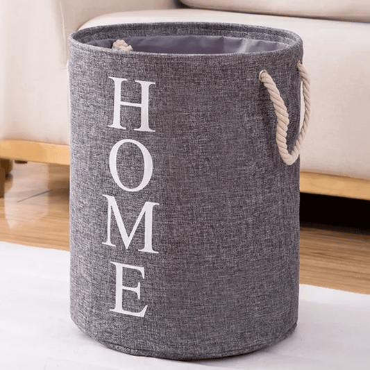 Round Cotton Linen Laundry Basket – Foldable Waterproof Hamper | - Elegant Households KE