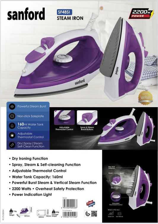 Steam Iron - Sanford Non-Stick, Powerful & Easy to Use