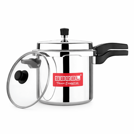 Saral 12L Aluminum Pressure Cooker with Glass Lid | - Elegant Households KE