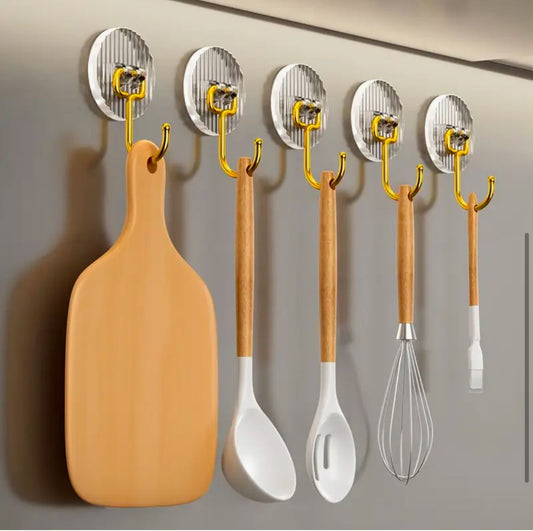 Set of 5 Golden Acrylic Hooks | - Elegant Households KE