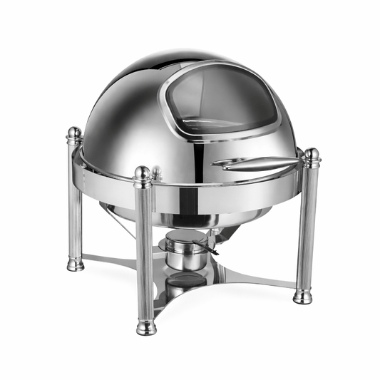 Signature 6L Round Roll Top Chafing Dish with Glass | - Elegant Households KE