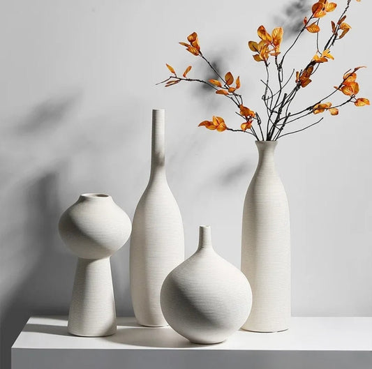 Simple ceramic 4 in 1 modern home decor vase set | - Elegant Households KE