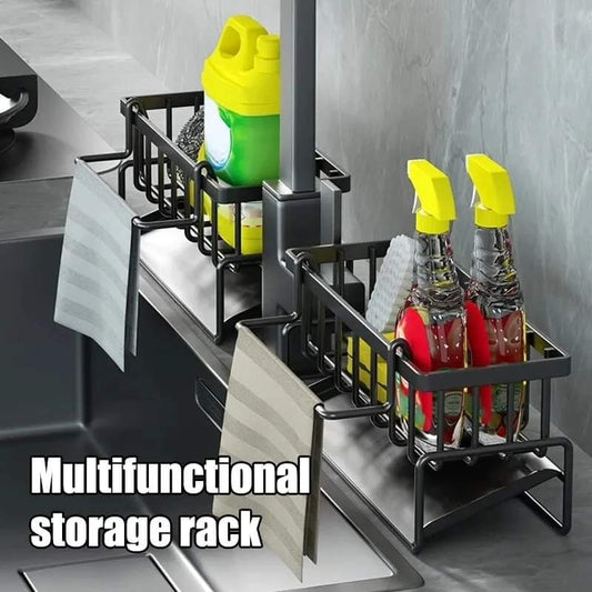 Sink Caddy with Water Draining Tray/Multifunctional Sink Sponge Detergent storage Rack | - Elegant Households KE