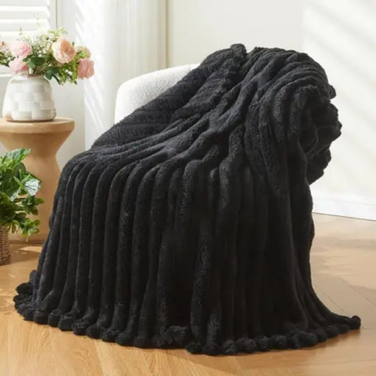 Soft Bubble Winter Throw Blanket Plain | - Elegant Households KE