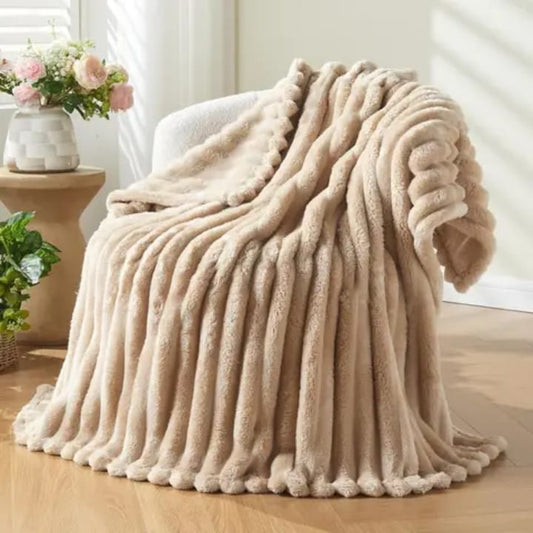 Soft Bubble Winter Throw Blanket Plain | - Elegant Households KE