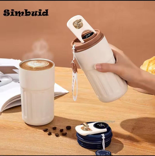 Stainless steel insulated Vacuum cup with Temperature Display | - Elegant Households KE