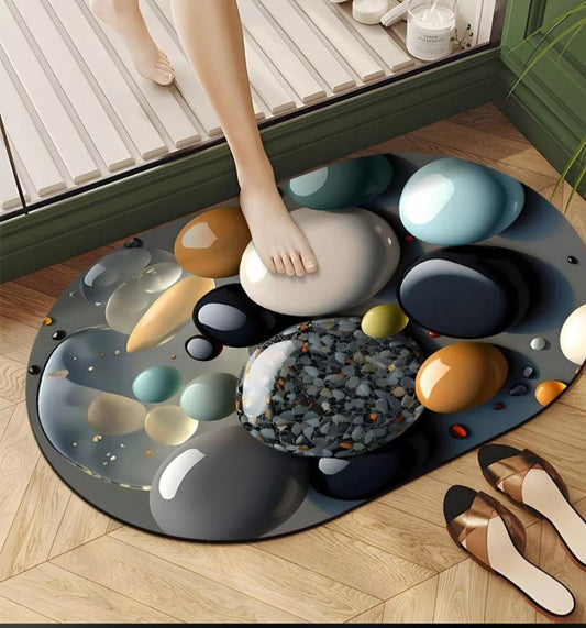 Super Absorbent oval rubber Mat,Slip - resistant Bath Room Mat | - Elegant Households KE