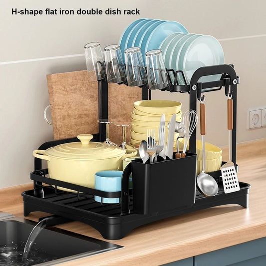 Tier Dish Drying Rack with Drip Tray | - Elegant Households KE