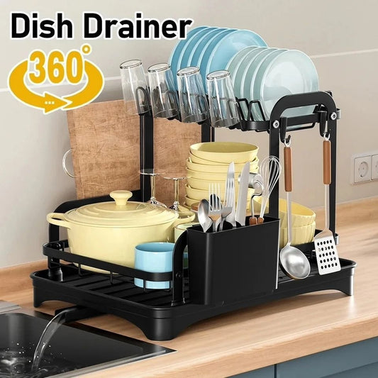 Tier Dish Drying Rack with Drip Tray | - Elegant Households KE