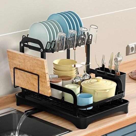 Tier Dish Drying Rack with Drip Tray | - Elegant Households KE