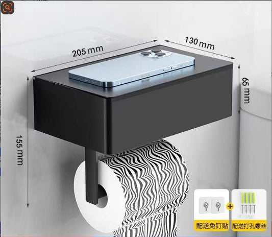 Toilet paper holder with shelf and storage | - Elegant Households KE