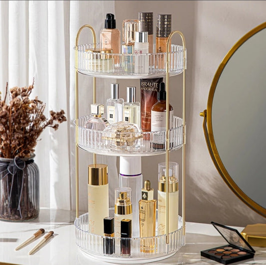 Makeup Organizer Price in Kenya – 3 Tier Rotating Transparent Cosmetic & Cosmetic Storage Organizer