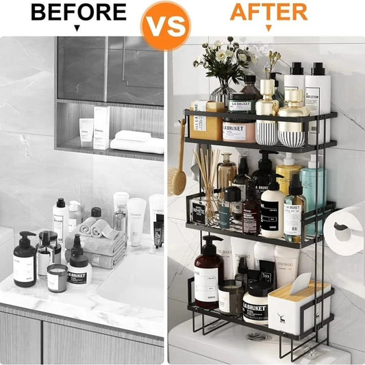 Tripple Layer Over the Toilet Rack/Shelf Bathroom | - Elegant Households KE