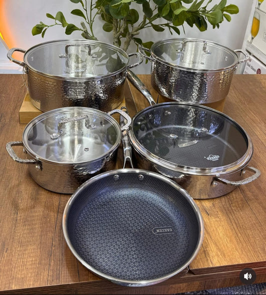 UAKEEN Germany 9PCS Triply Stainless Steel Cookware Set | - Elegant Households KE