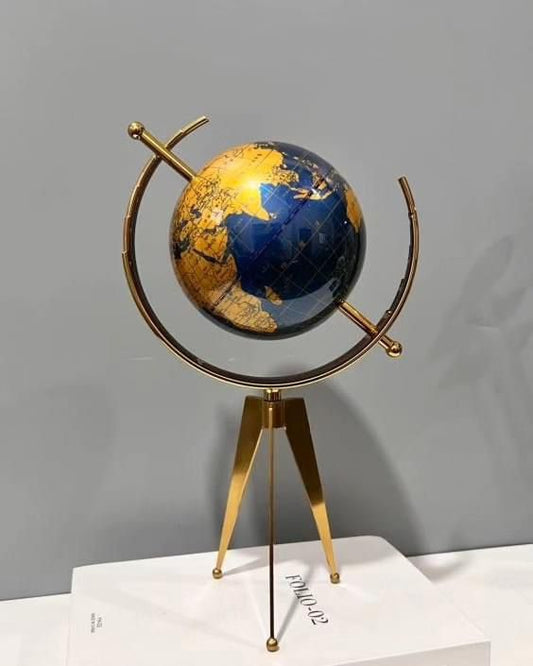 Unique Double Axis Globe With Golden Metal Tripod Stand | - Elegant Households KE