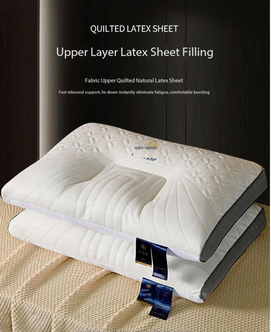 Washable 3D quilted cervical latex pillow | - Elegant Households KE