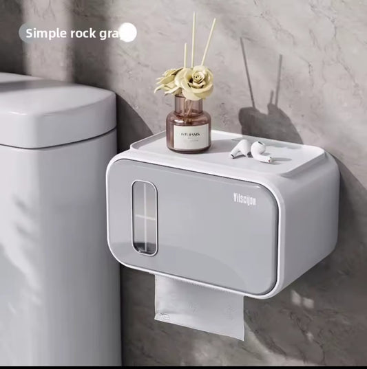 Waterproof Wall Mounted Toilet Paper Holder with Shelf | - Elegant Households KE