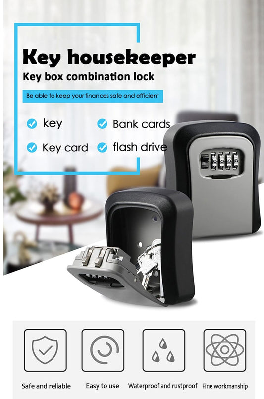 Weatherproof Wall - mounted Key Safe Password Key Box | - Elegant Households KE