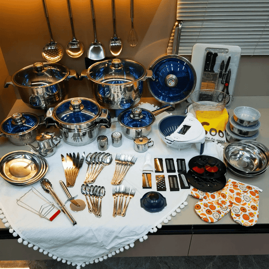 100 - Piece Stainless Steel Cookware Set | - Elegant Households KE