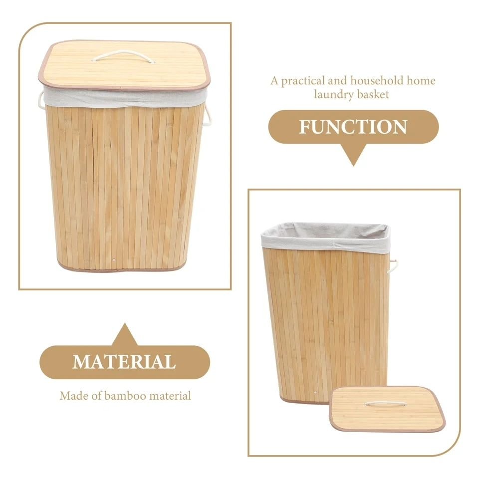 100L Bamboo Laundry Basket with Flip Lid | - Elegant Households KE