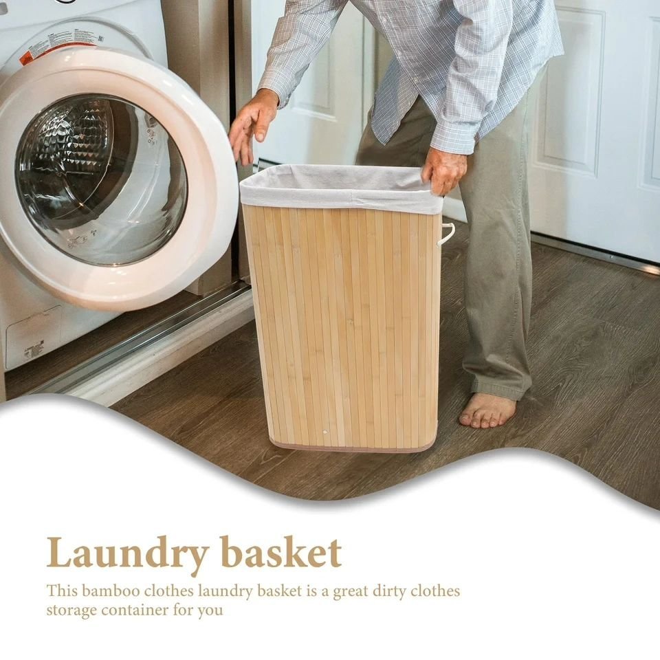 100L Bamboo Laundry Basket with Flip Lid | - Elegant Households KE