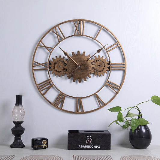 Vintage Antique Mechanical Moving Home decor Gear Wall Clock