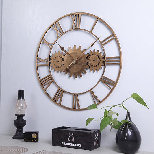 Vintage Antique Mechanical Moving Home decor Gear Wall Clock