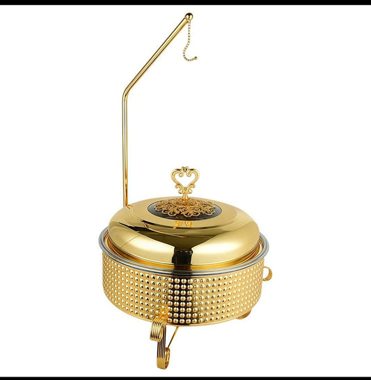10L Executive Round Gold Food Warmer – Classic Buffet Chafing Dish | - Elegant Households KE