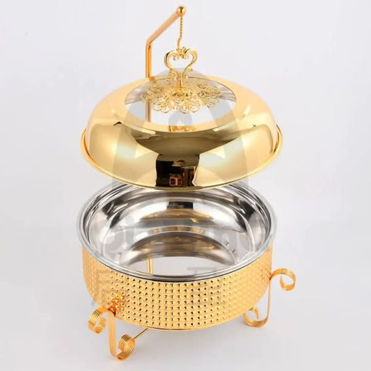 10L Executive Round Gold Food Warmer – Classic Buffet Chafing Dish | - Elegant Households KE