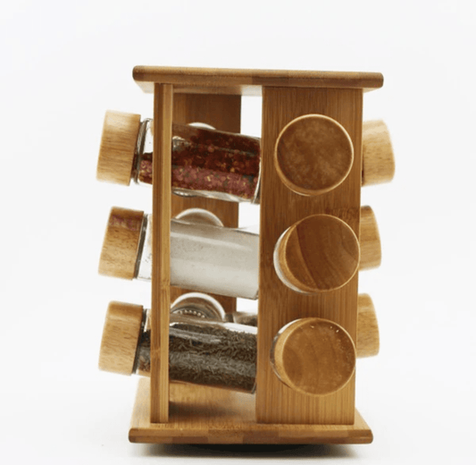 12 - in - 1 Wooden Spice Rack with Glass Jars | - Elegant Households KE