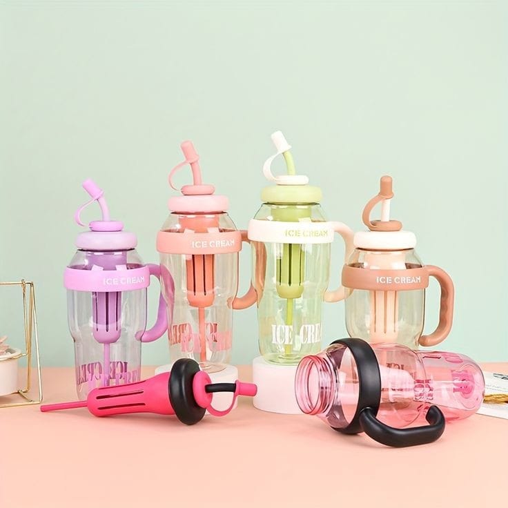 1200ml Cute Water Bottle with Straw. | - Elegant Households KE