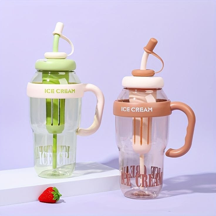 1200ml Cute Water Bottle with Straw. | - Elegant Households KE