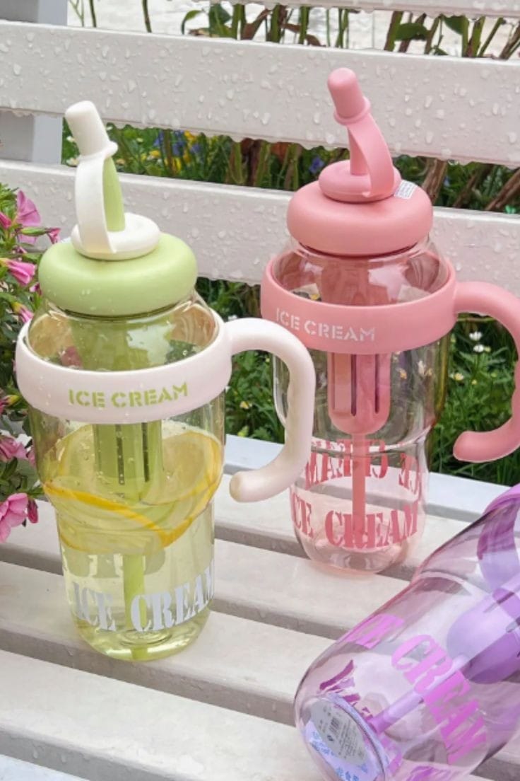 1200ml Cute Water Bottle with Straw. | - Elegant Households KE