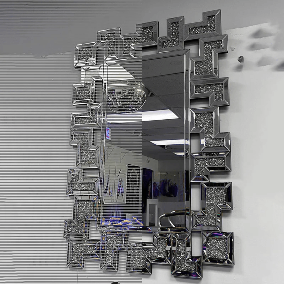 120×80 cm Crystal Wall Mirror – Modern Geometric Luxury Decor | - Elegant Households KE