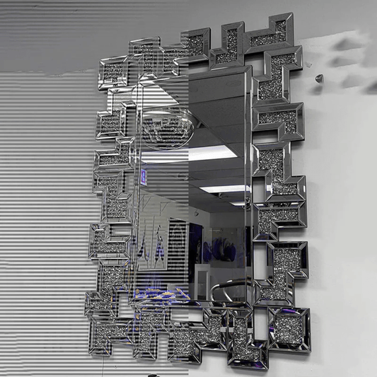 120×80 cm Crystal Wall Mirror – Modern Geometric Luxury Decor | - Elegant Households KE