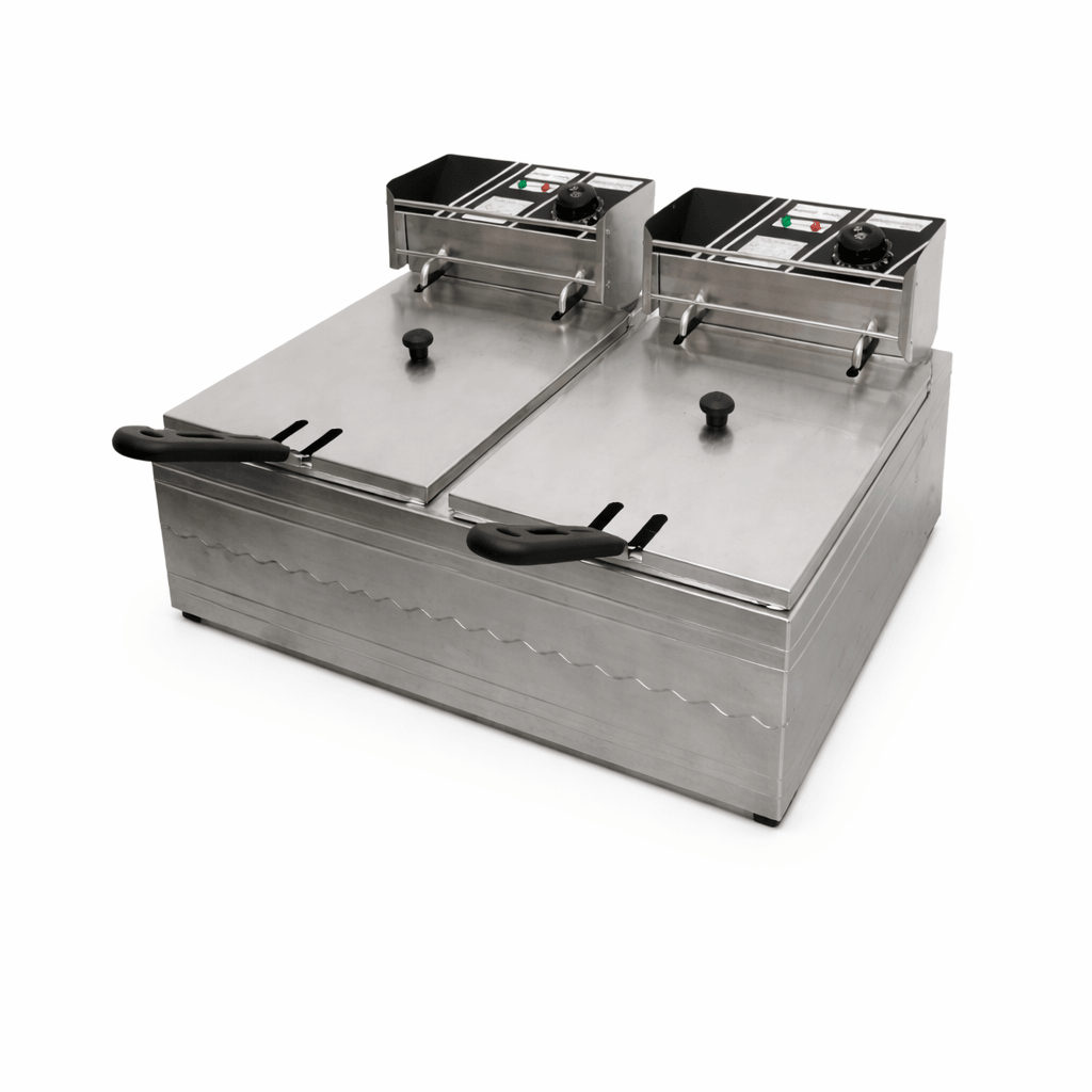 12L (6L + 6L) Double Commercial Electric Deep Fryer – Dual Tank Chips Fryer for Hotels & Restaurants | - Elegant Households KE