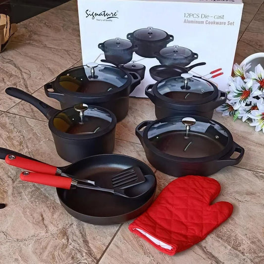 12pc Die Cast Cookware Set | - Elegant Households KE