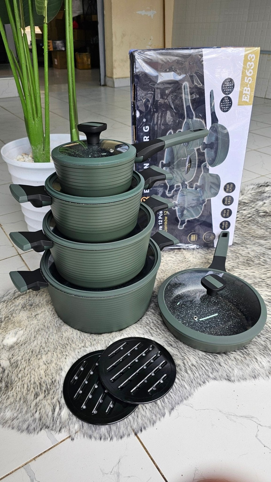 12pcs Edenberg Cookware set/Pots | - Elegant Households KE