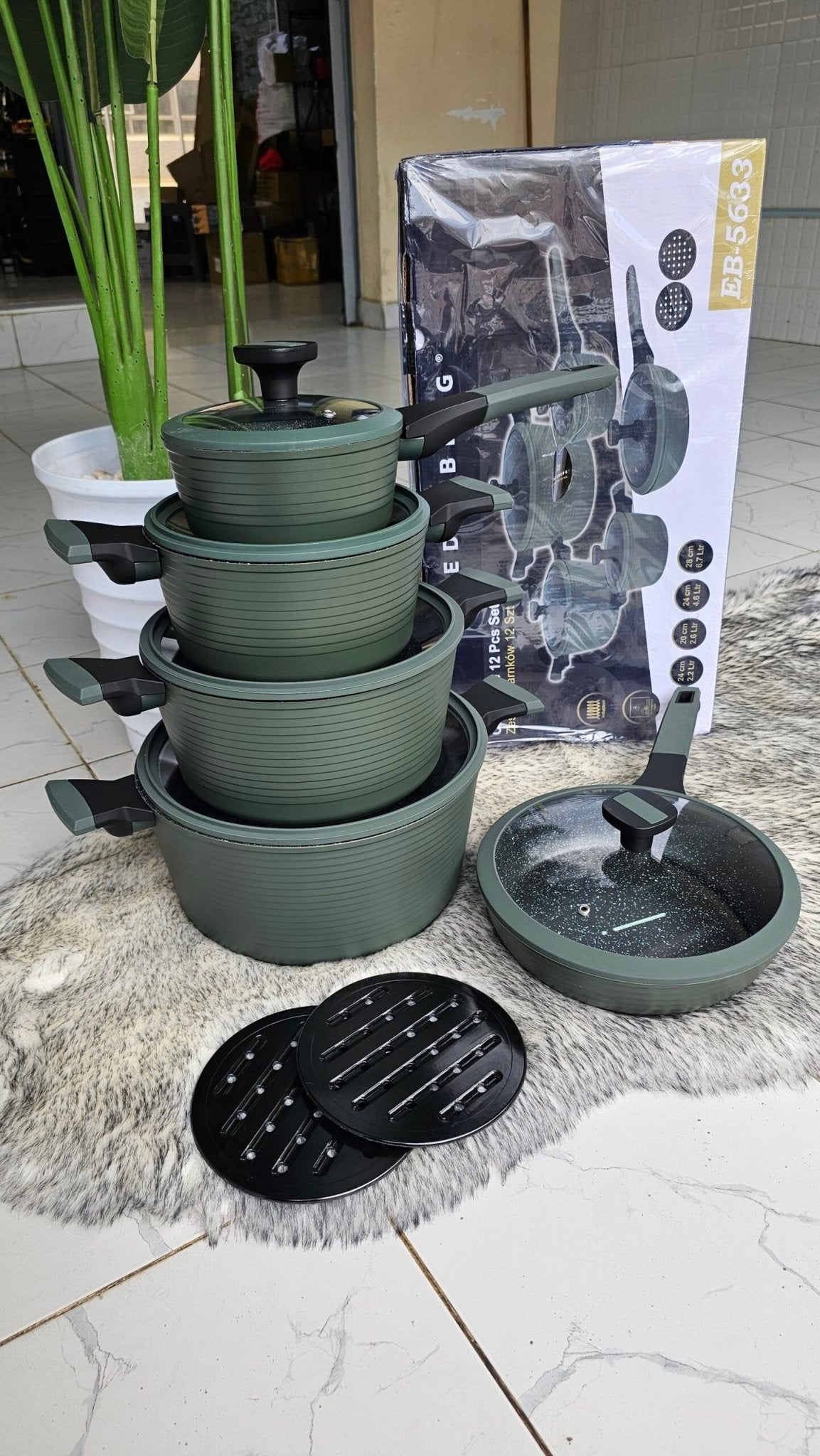 12pcs Edenberg Cookware set/Pots | - Elegant Households KE